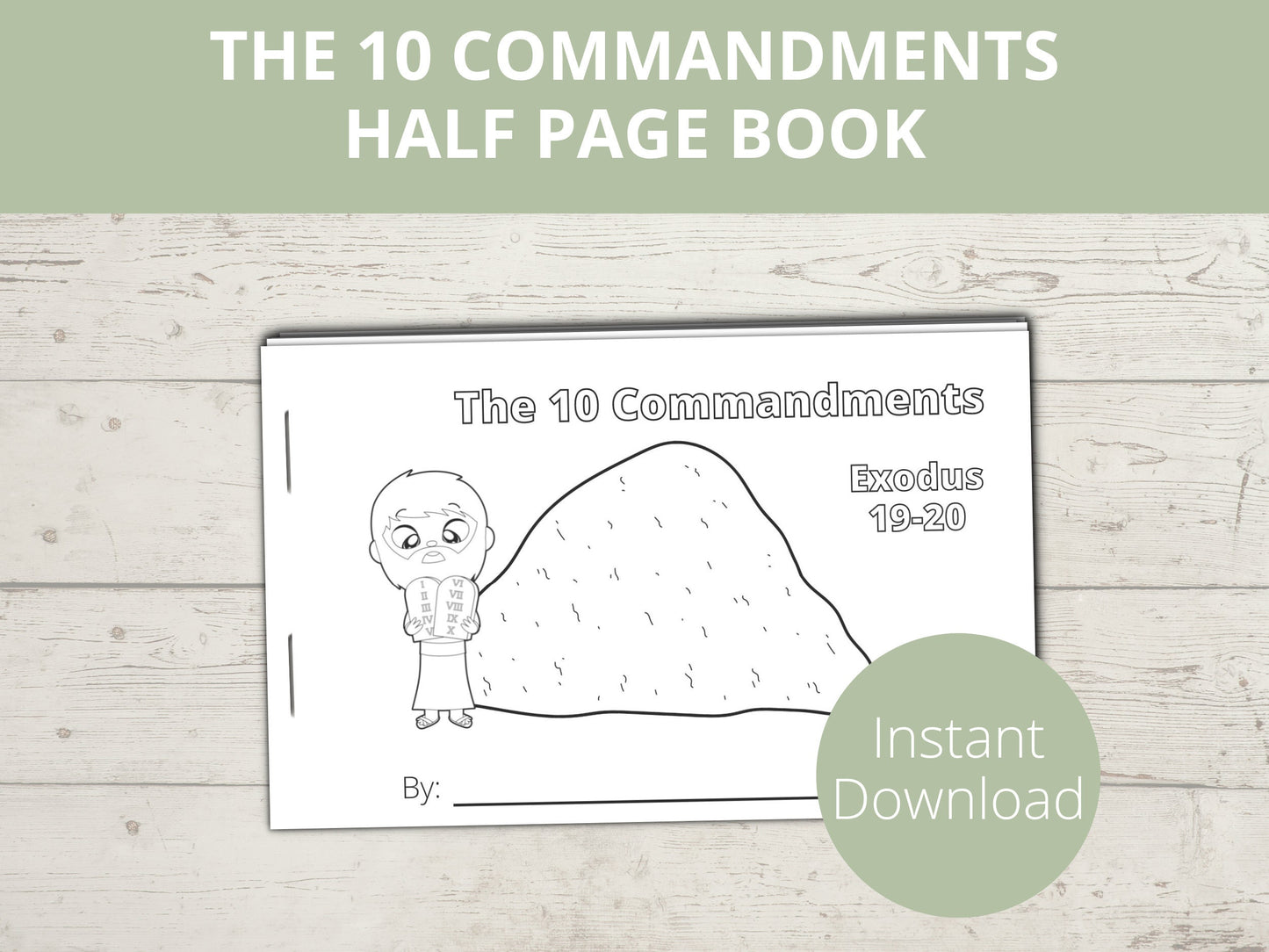 10 Commandments Printable Half Page Book