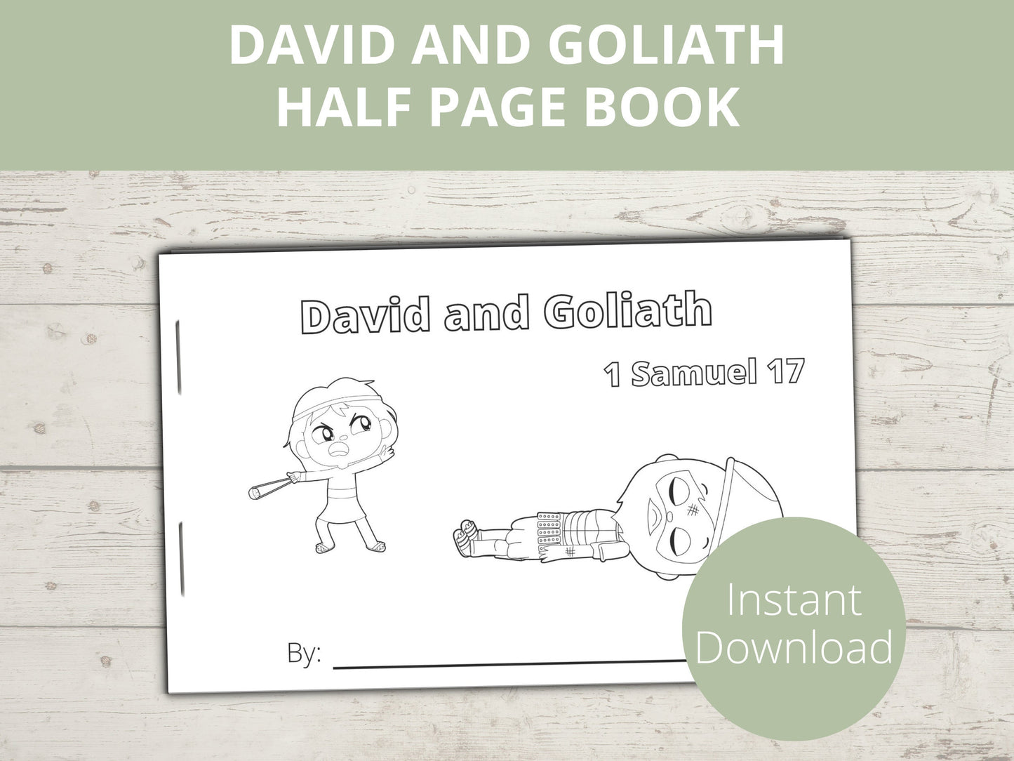 David and Goliath Printable Half Page Book