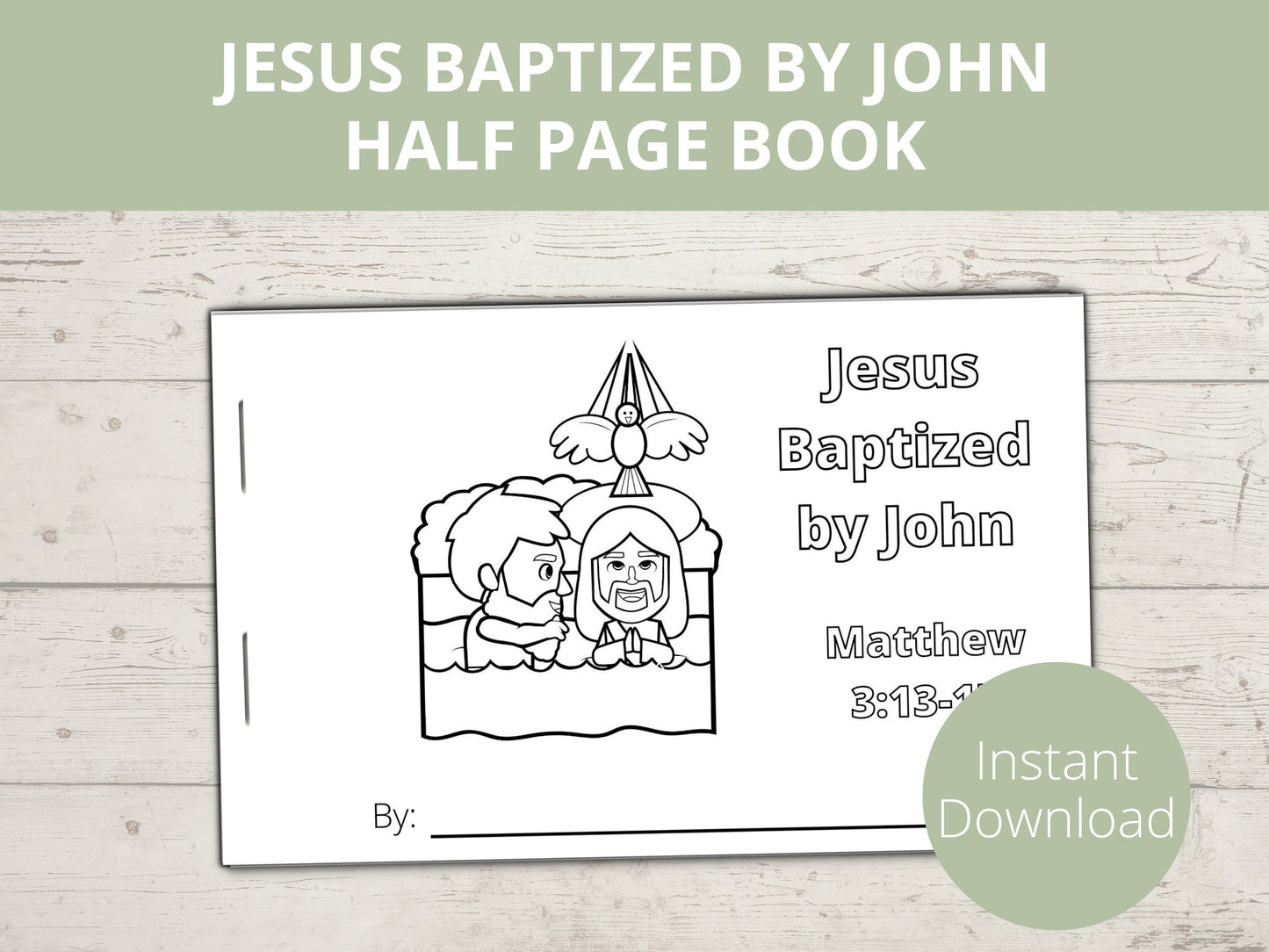 Jesus Baptism Printable Half Page Book