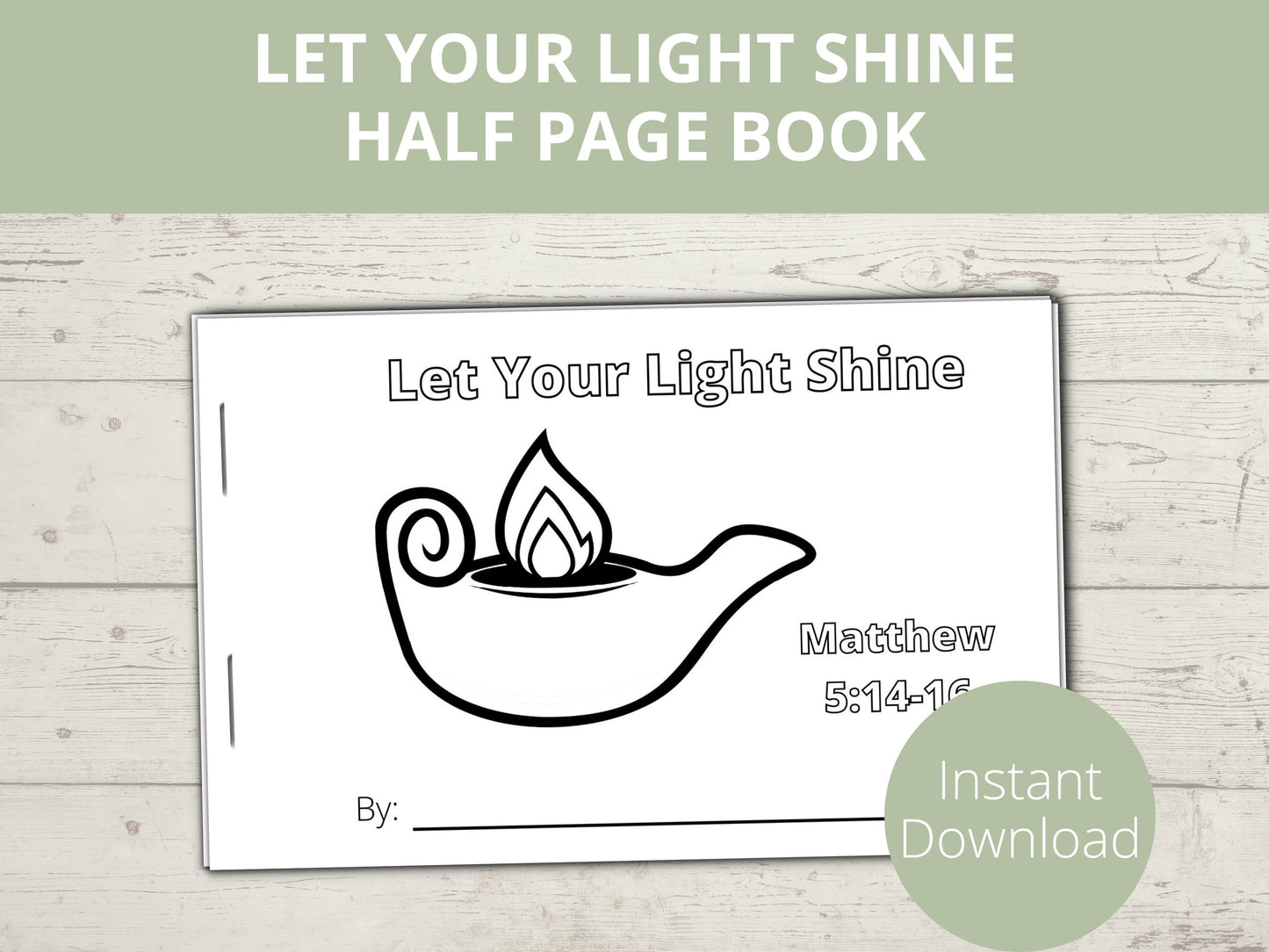 Let your Light Shine Printable Half Page Book