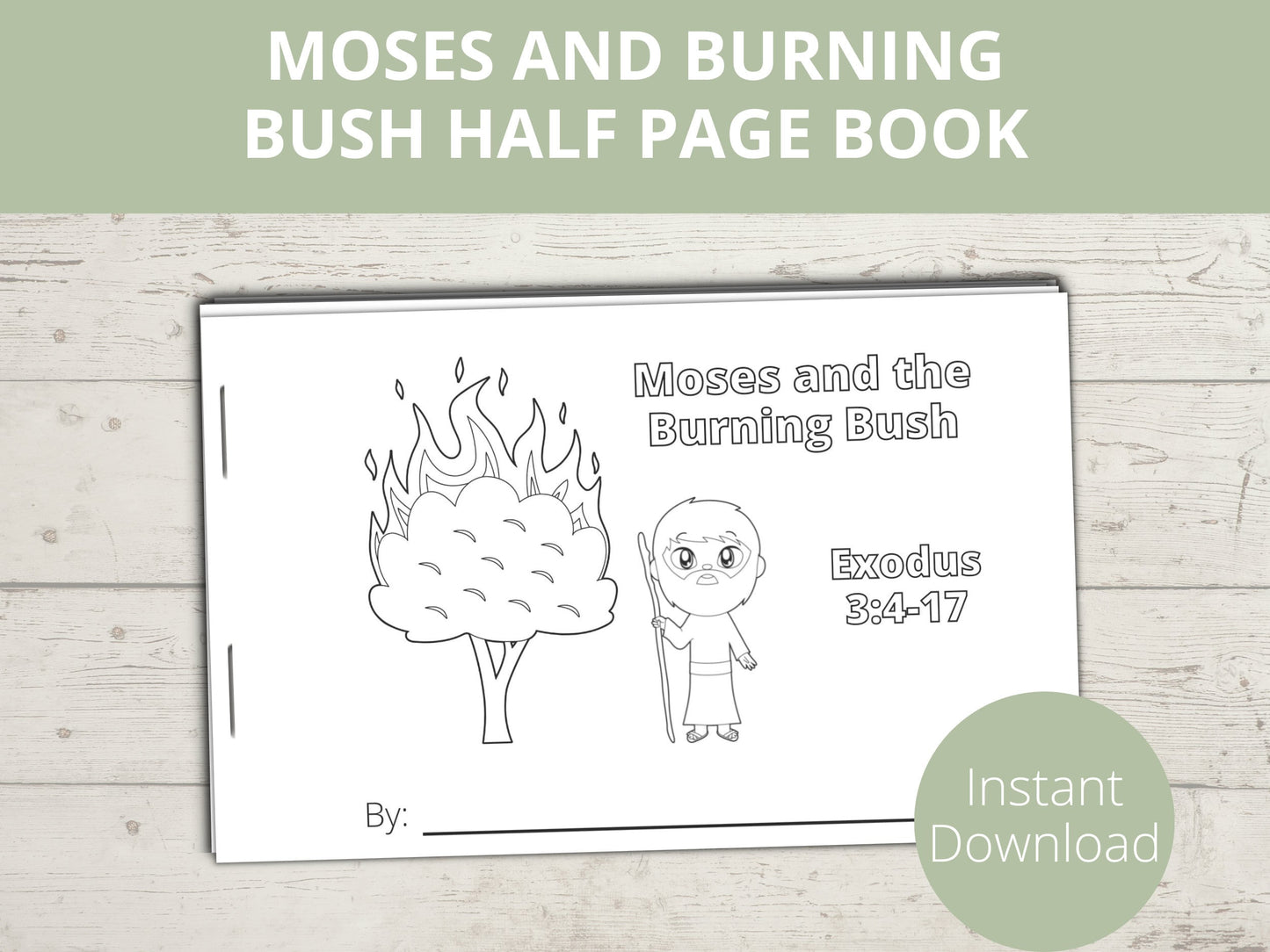 Moses and the Burning Bush Printable Half Page Book