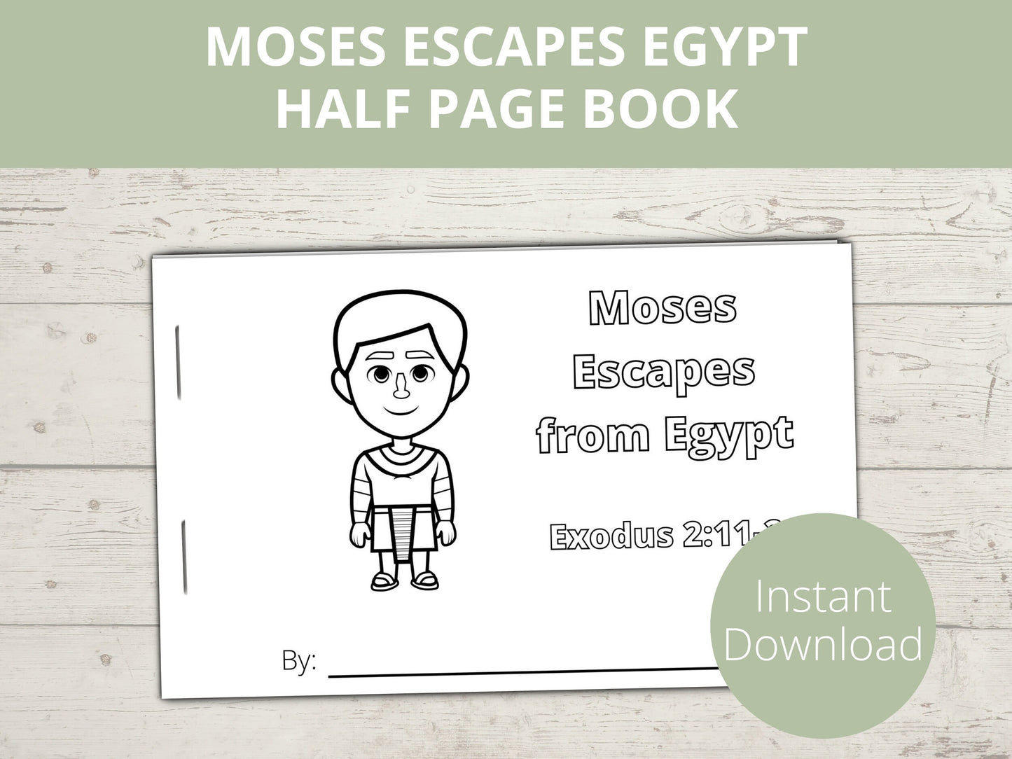 Moses Escapes from Egypt Printable Half Page Book