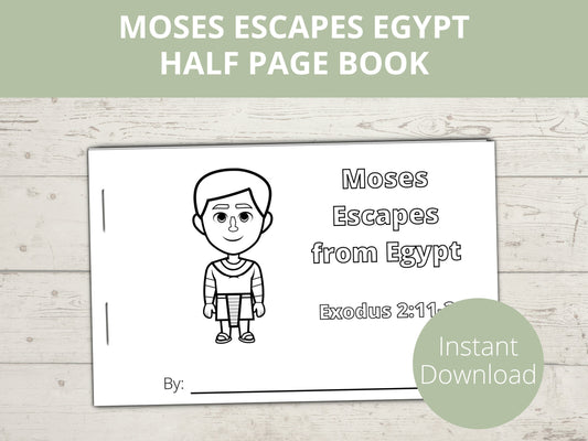 Moses Escapes from Egypt Printable Half Page Book