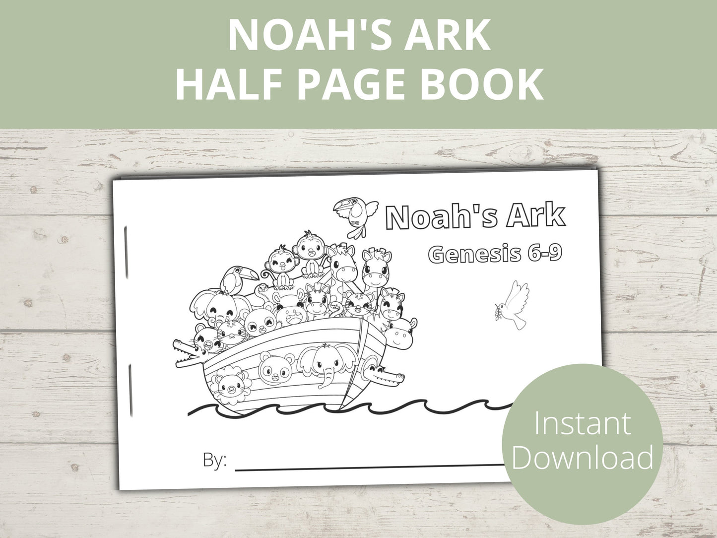 Noah's Ark Printable Half Page Book