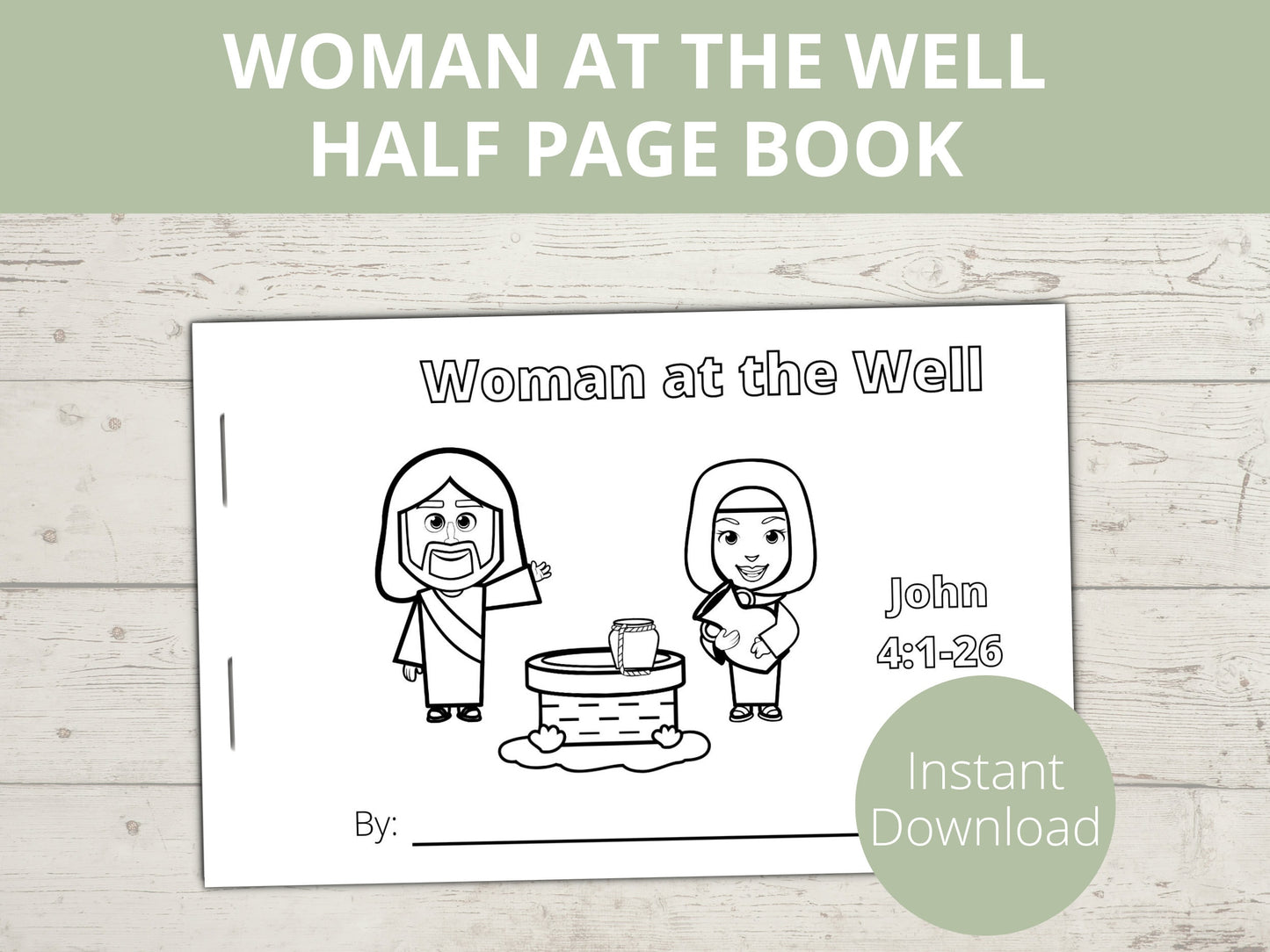 Woman and the Well Printable Half Page Book