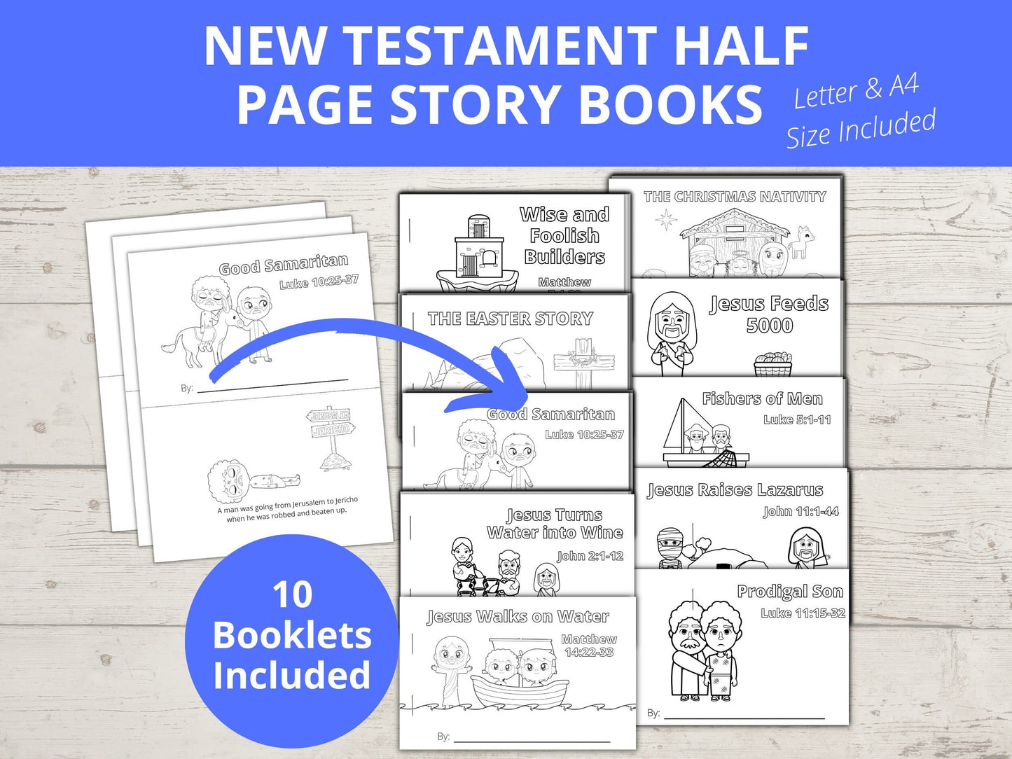 Collection of Printable New Testament Half Page Bible Story Books