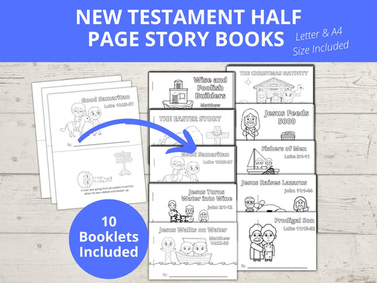 Collection of Printable New Testament Half Page Bible Story Books