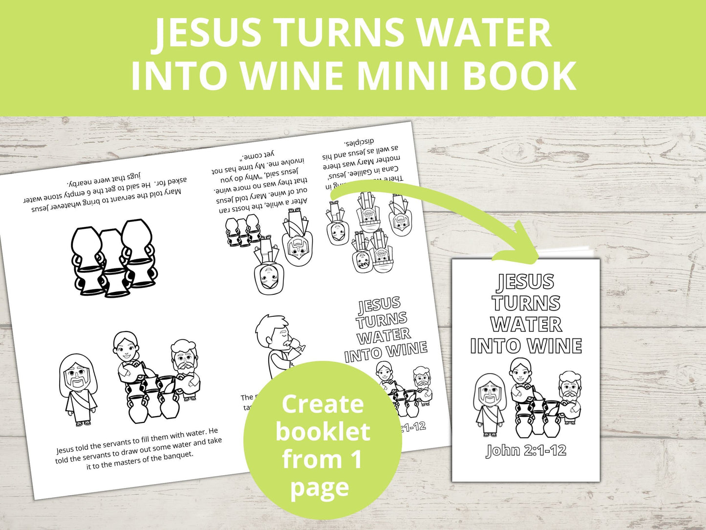 Jesus Turns Water into Wine Printable Mini Book