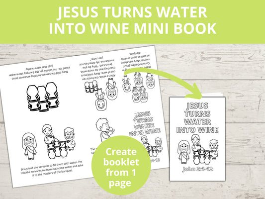 Jesus Turns Water into Wine Printable Mini Book