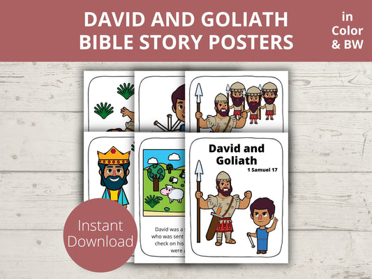 David and Goliath Lesson Printable Posters and Coloring Pages