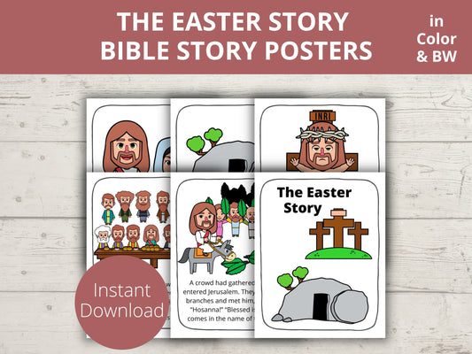 Easter Story Printable Posters and Coloring Pages