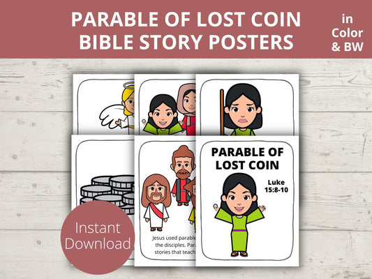 Parable of Lost Coin Printable Posters and Coloring Pages