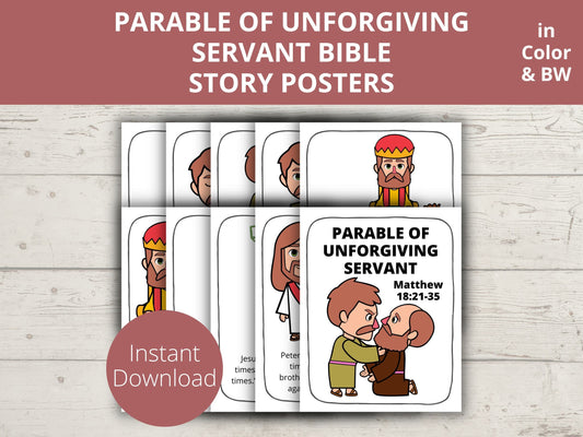 Parable of Unforgiving Servant Printable Posters and Coloring Pages