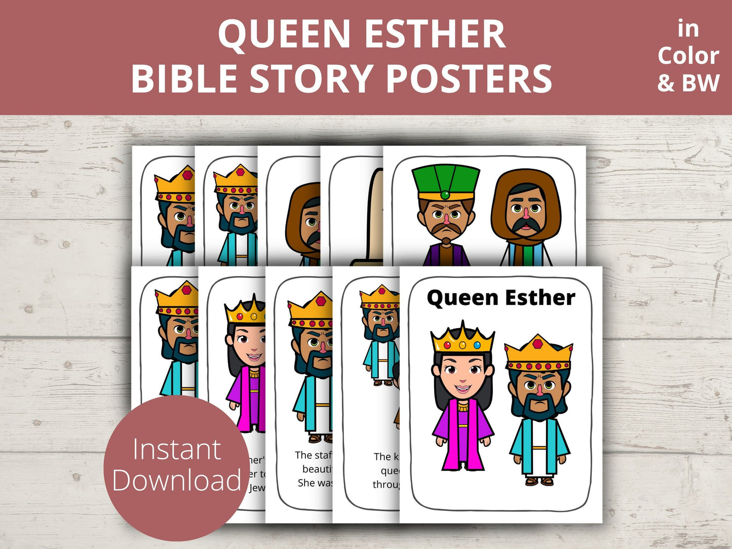 Queen Esther Printable Posters and Coloring Pages