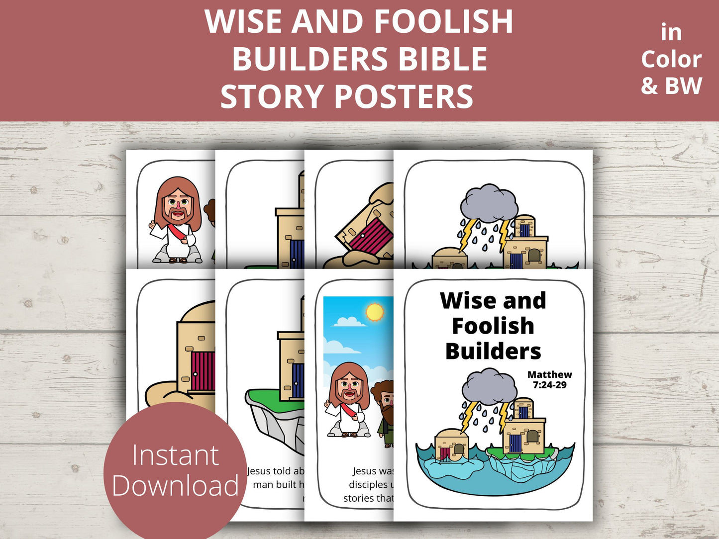 Wise and Foolish Builder Printable Posters and Coloring Pages