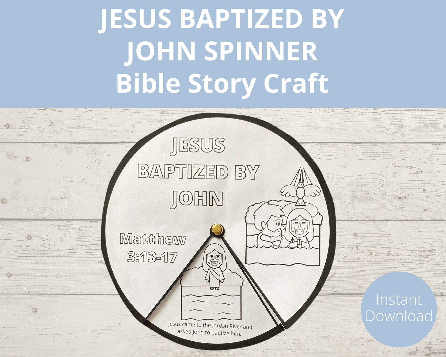 Jesus Baptism Printable Spinner