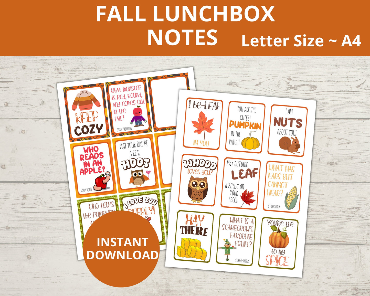 Fall Printable Lunchbox Notes for Kids