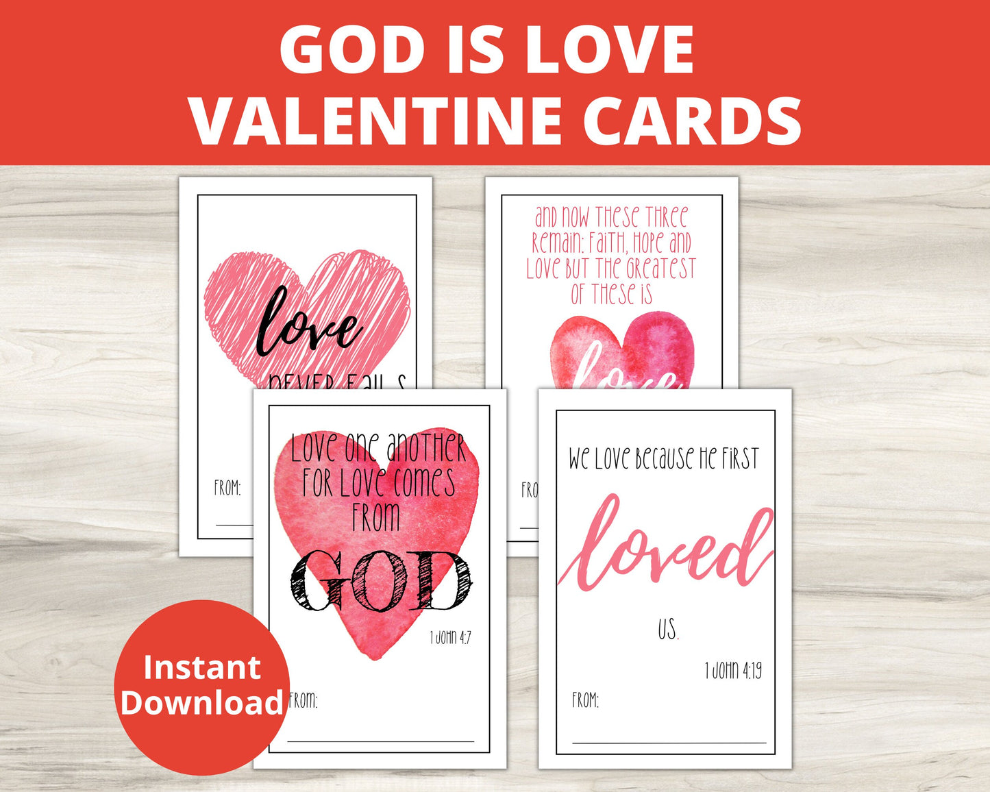 God is Love Printable Valentine Cards