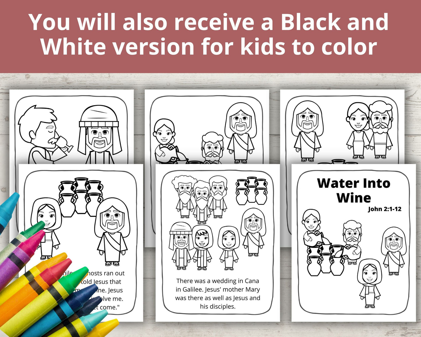 Jesus Turns Water into Wine Printable Posters and Coloring Pages