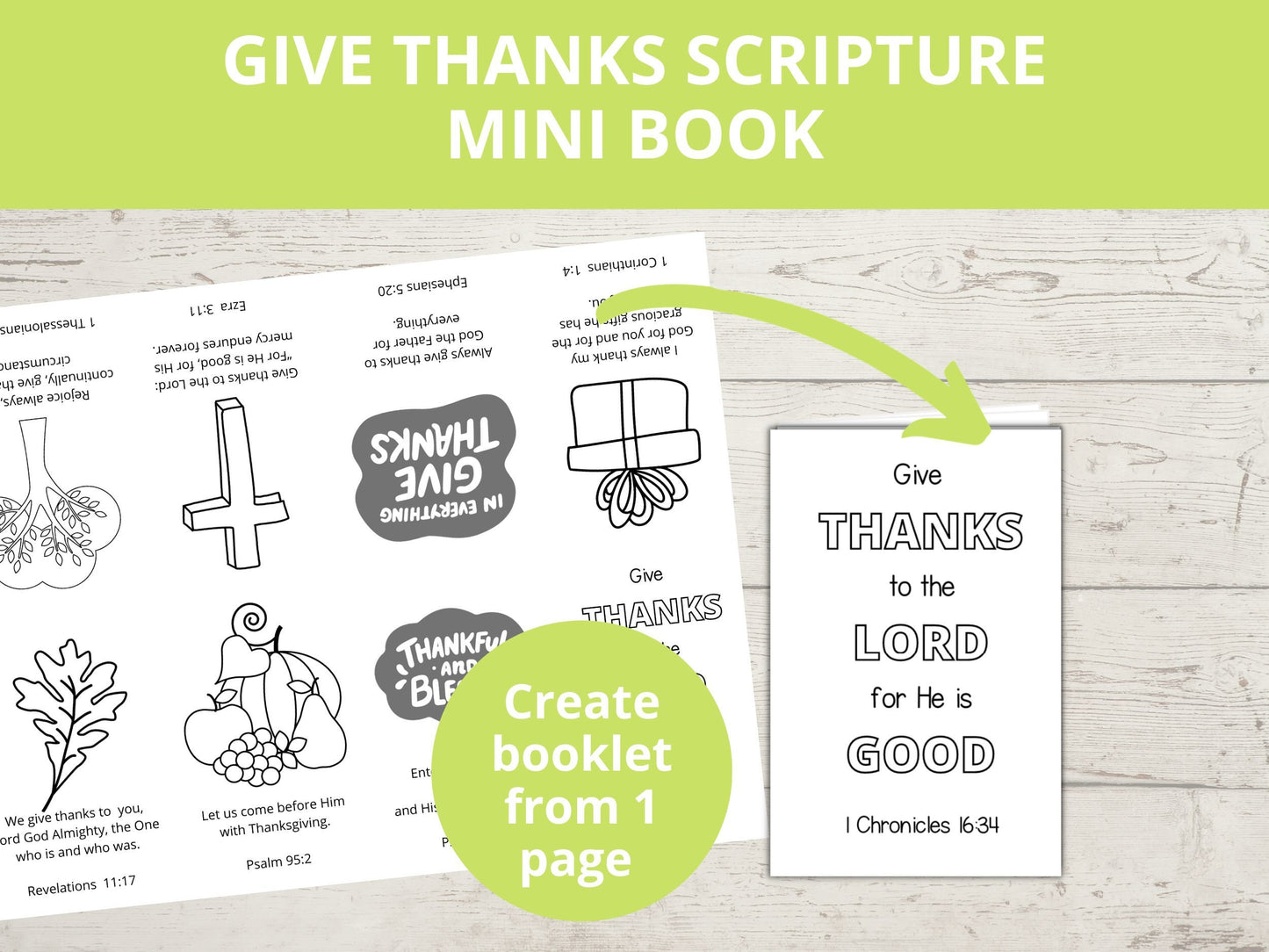 Give Thanks to the Lord Printable Mini Book