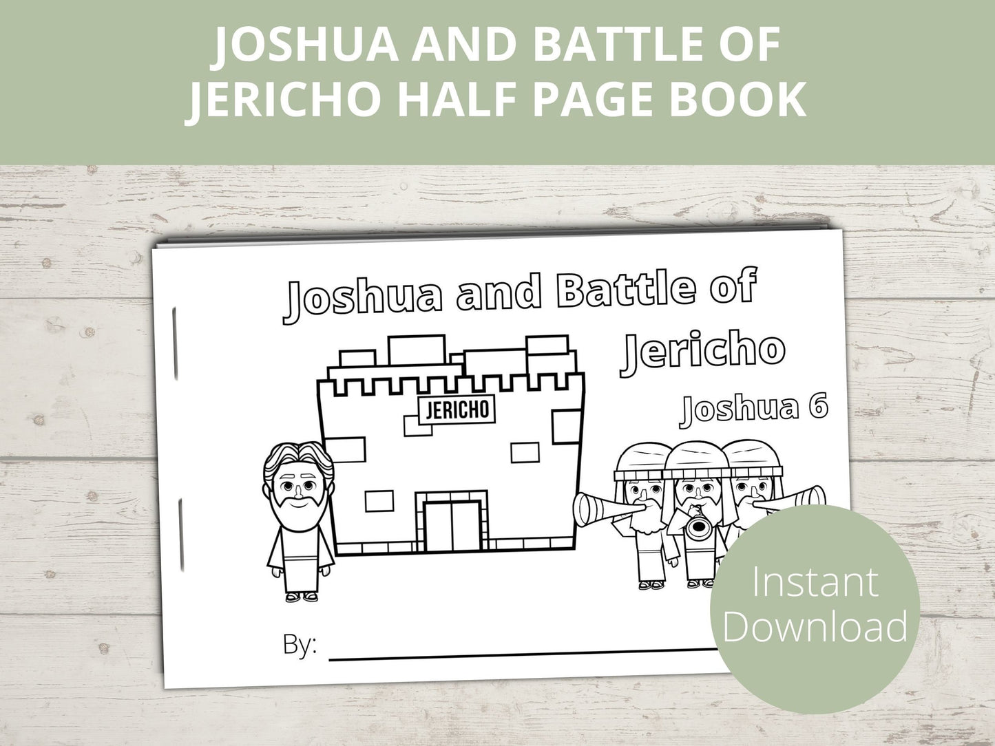 Joshua and Battle of Jericho Printable Half Page Book