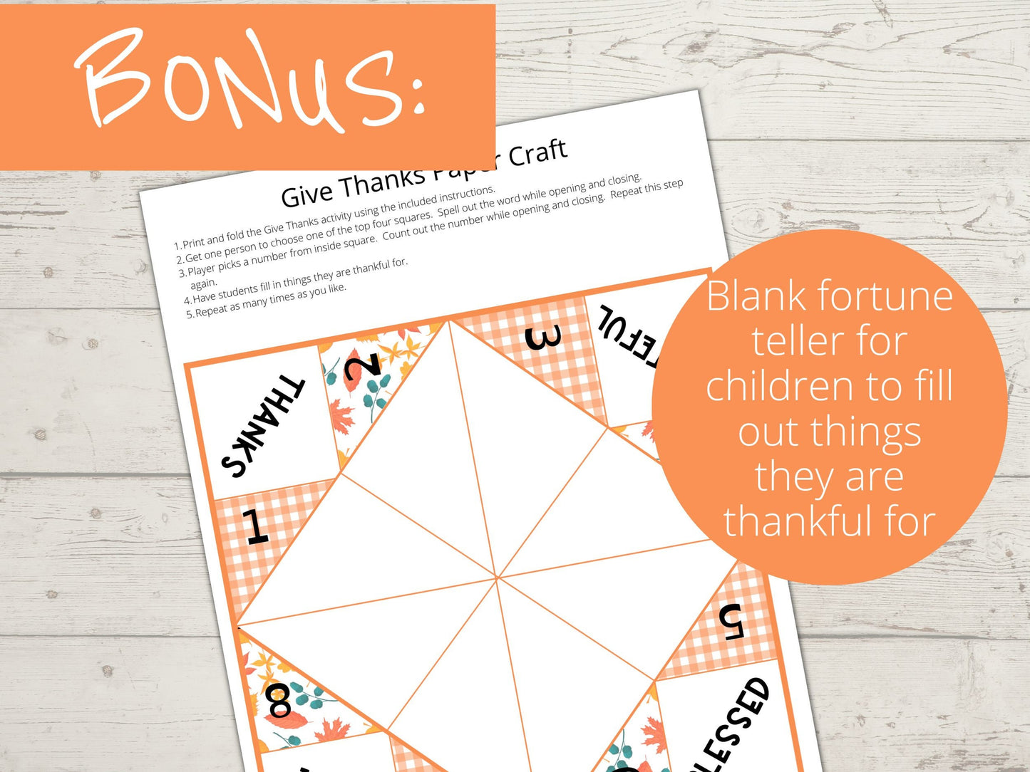 Give Thanks to the Lord Printable Cootie Catcher