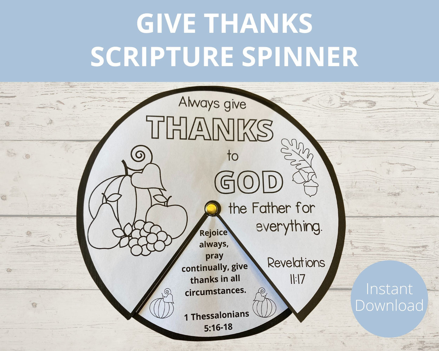 Give Thanks to the Lord Printable Spinner