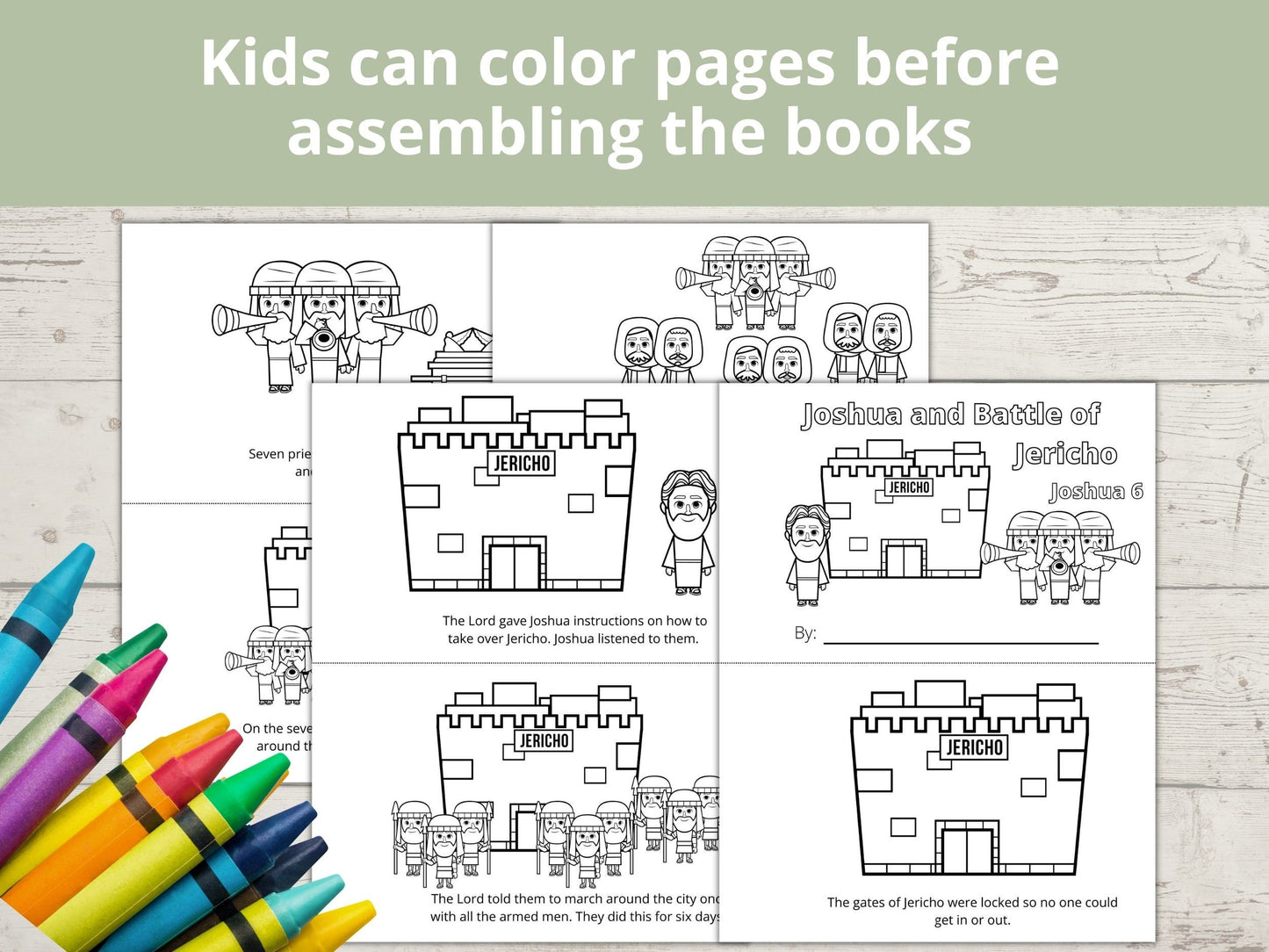 Joshua and Battle of Jericho Printable Half Page Book