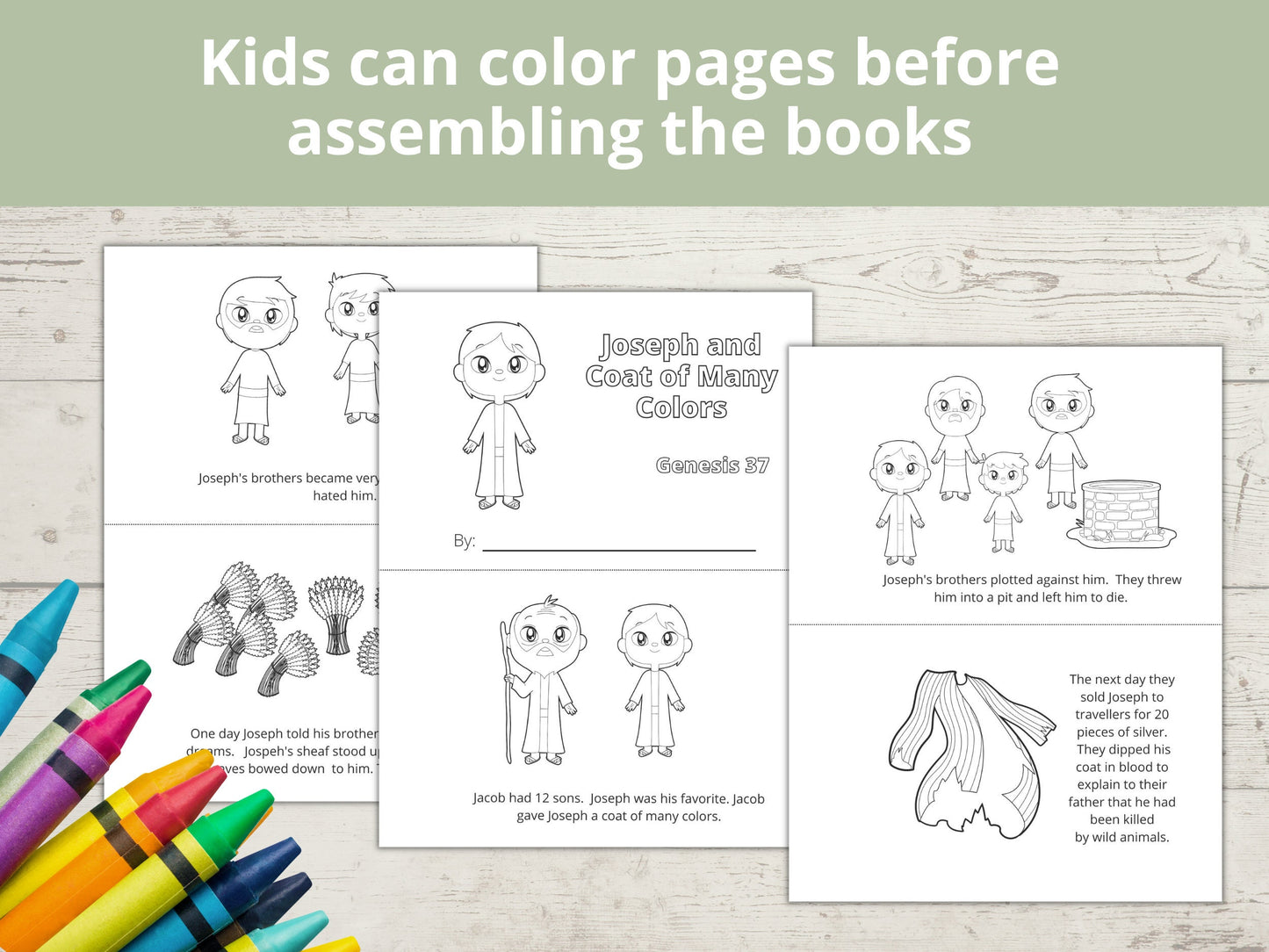 Joseph Coat of Many Colors Printable Half Page Book