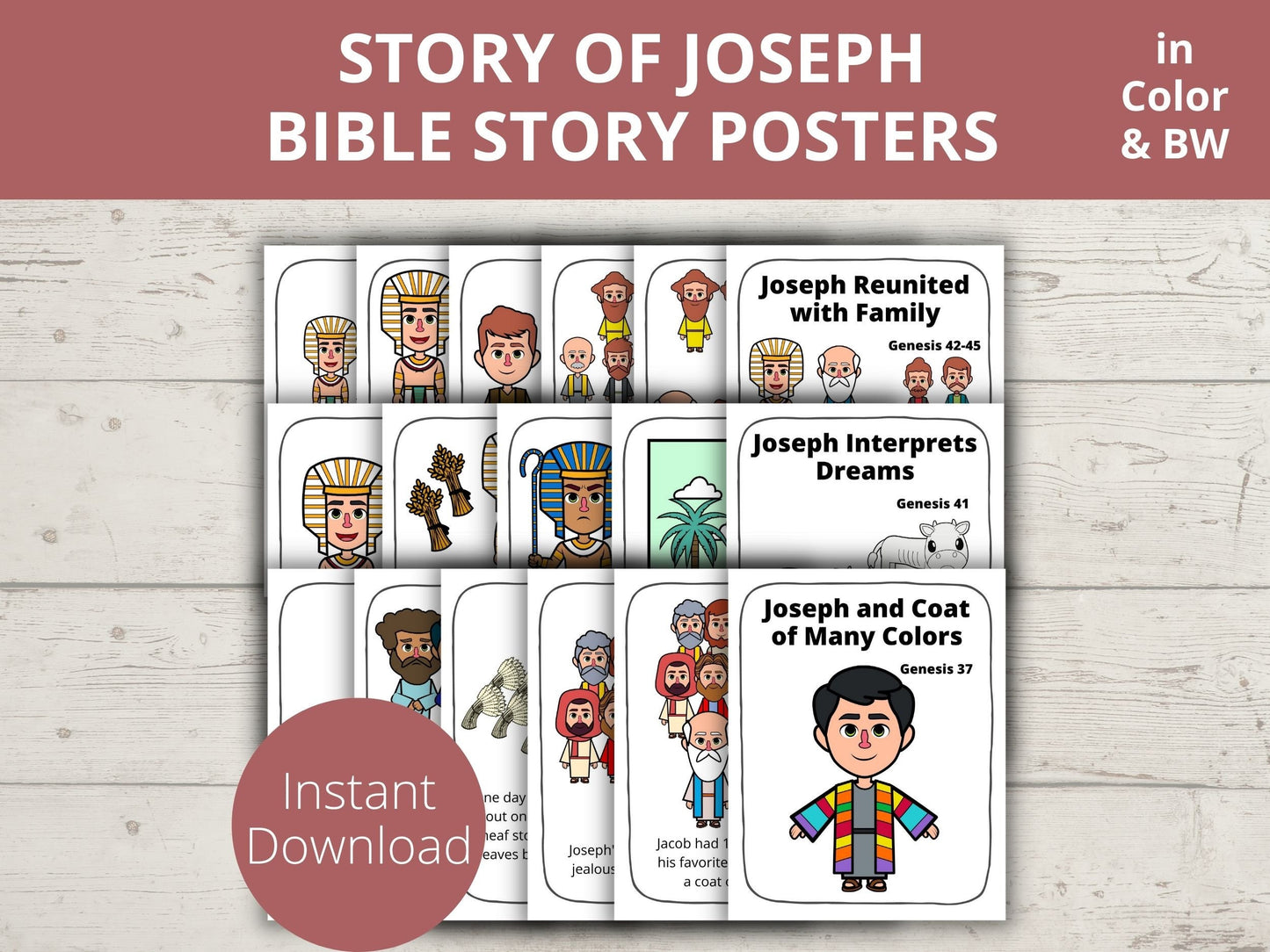 Joseph Coat of Many Colors Printable Posters and Coloring Pages