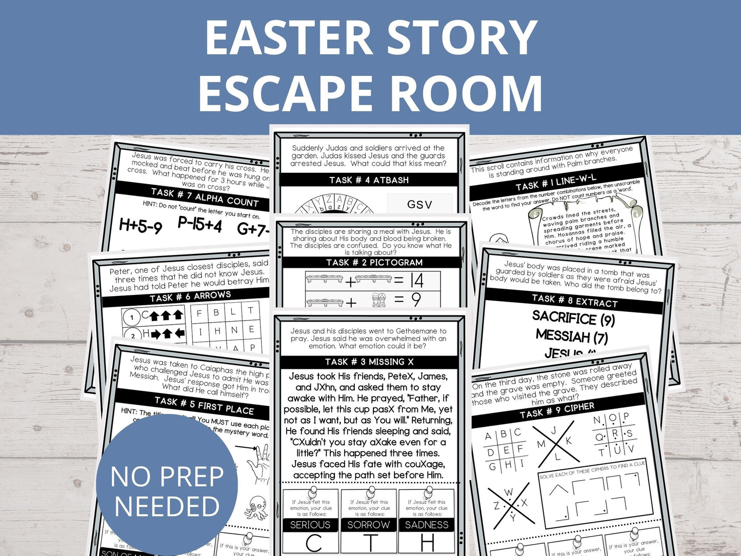 Easter Printable Escape Room for Kids - 9 puzzles