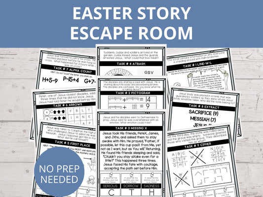 Easter Printable Escape Room for Kids - 9 puzzles