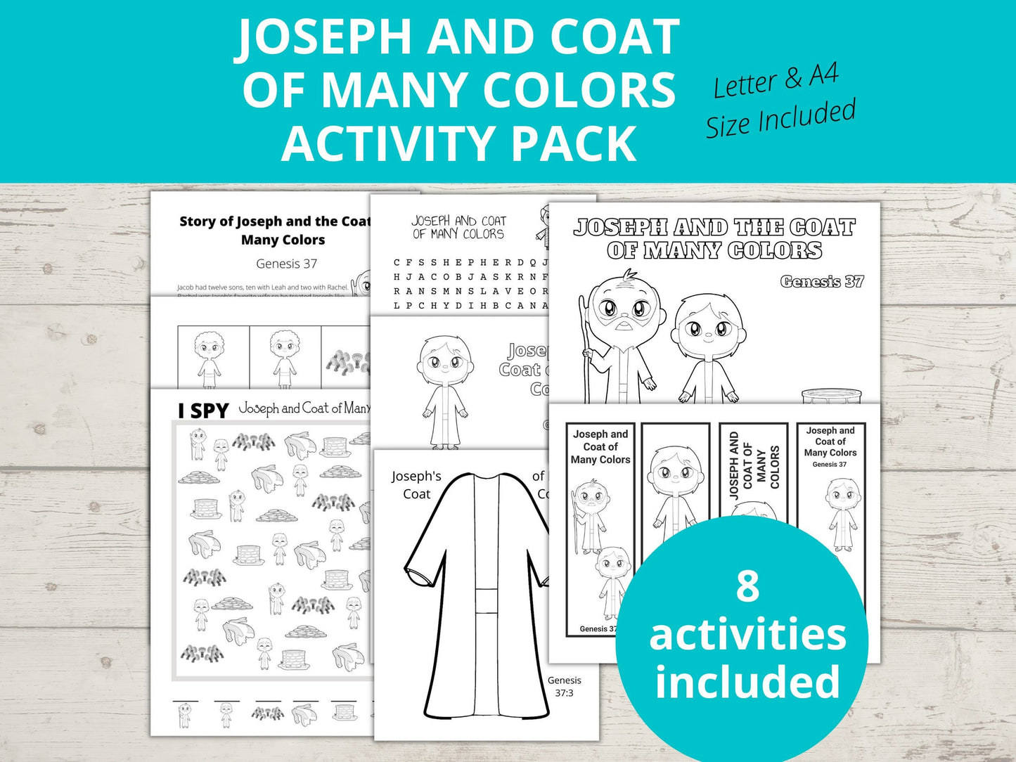 Joseph Coat of Many Colors Printable Activity Pack