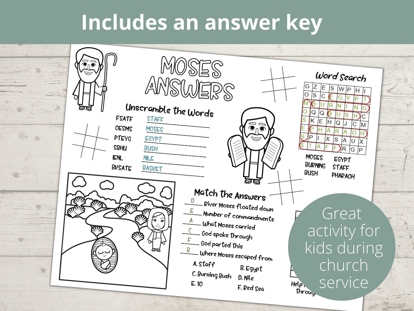 Moses Printable Activity Page