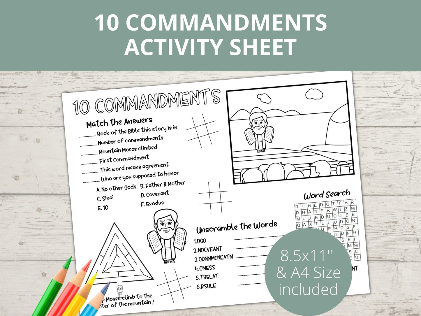 10 Commandments Printable Activity Page