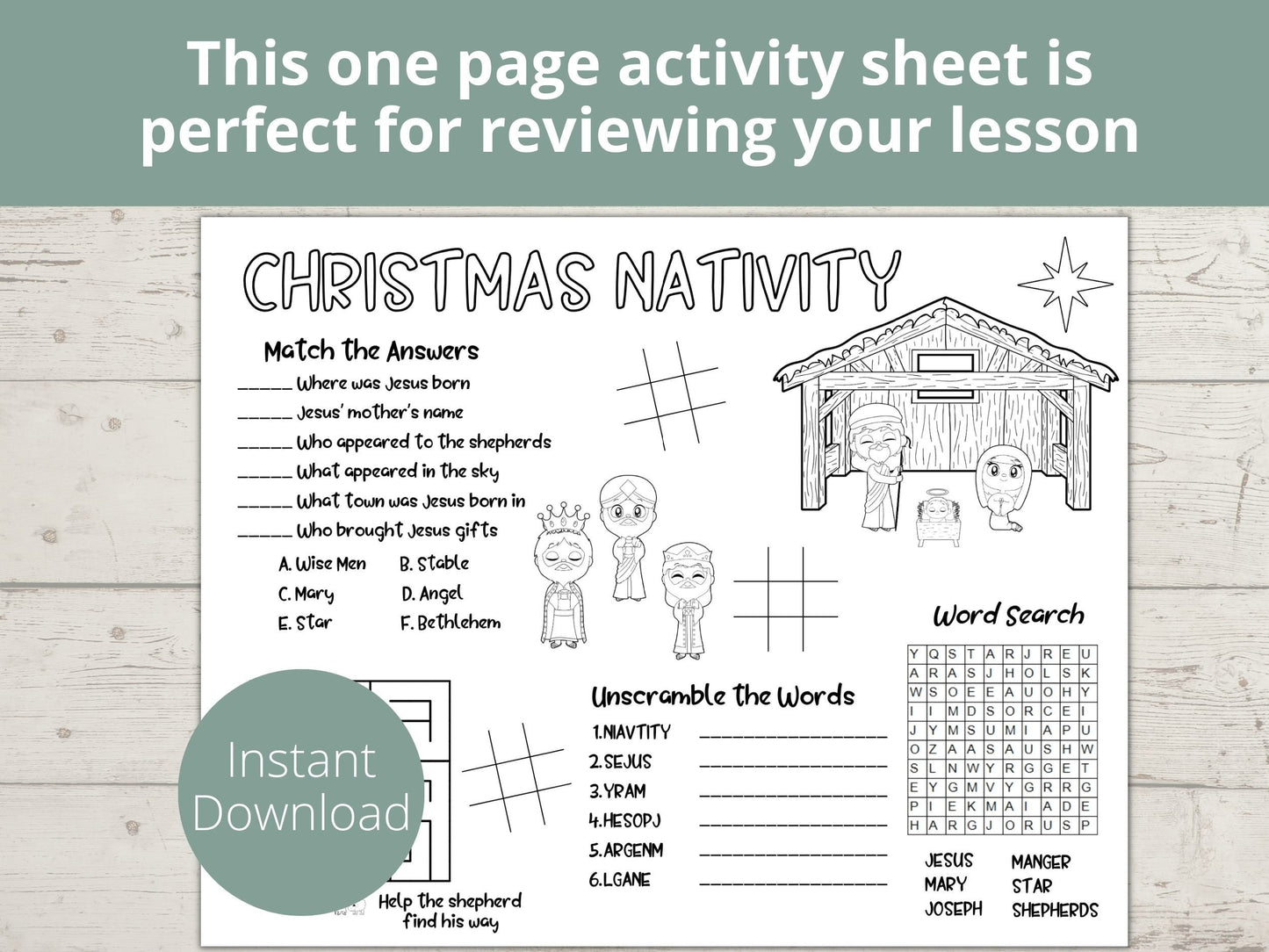 Christmas Nativity Printable Activity Page