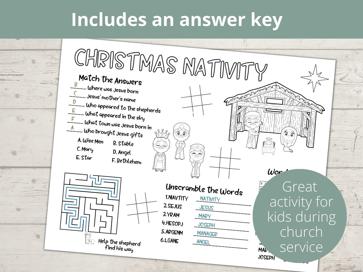 Christmas Nativity Printable Activity Page