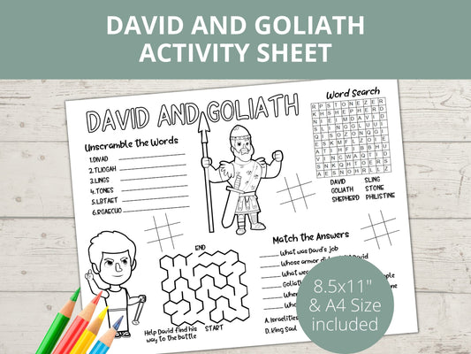 David and Goliath Activities Printable Activity Page