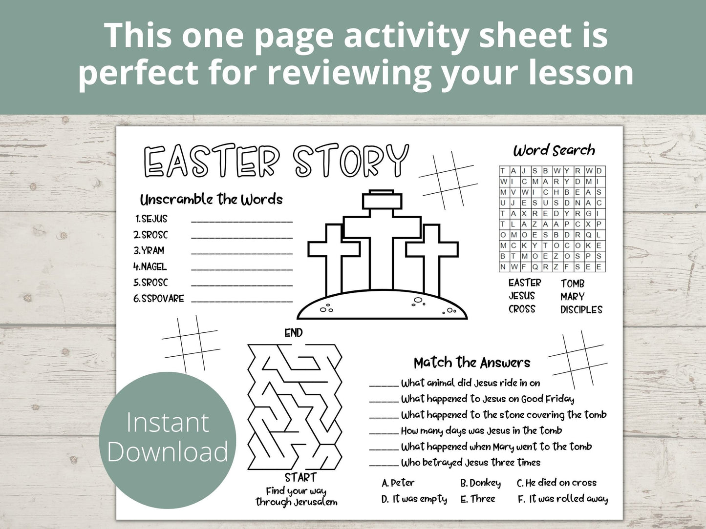 Easter Story Printable Activity Page