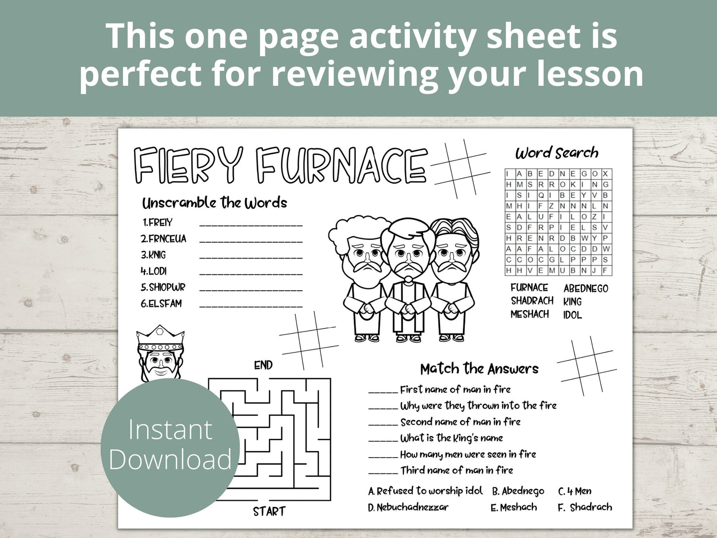 Fiery Furnace Printable Activity Page