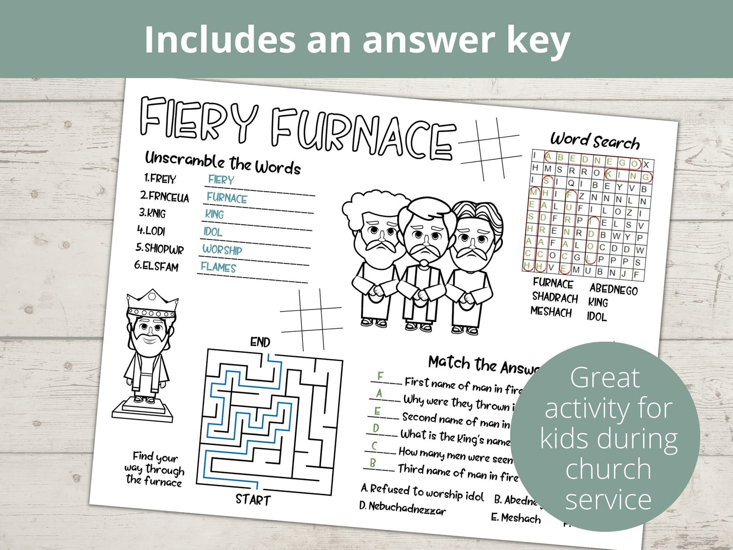 Fiery Furnace Printable Activity Page