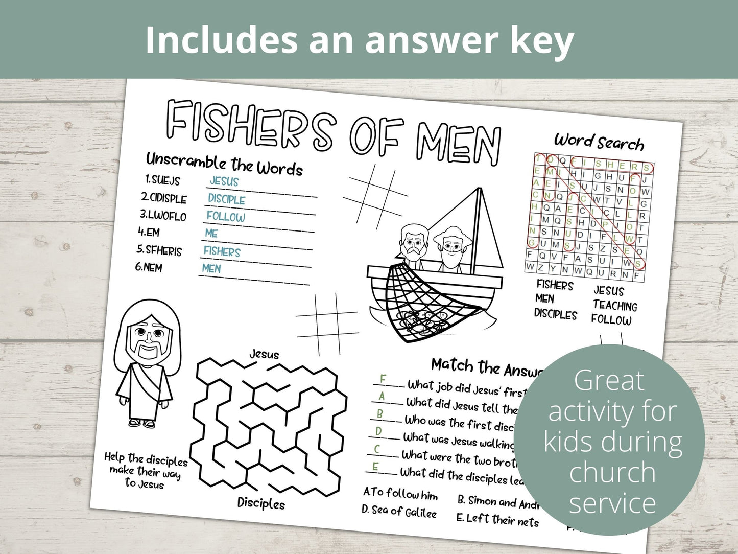 Fishers of Men Printable Activity Page