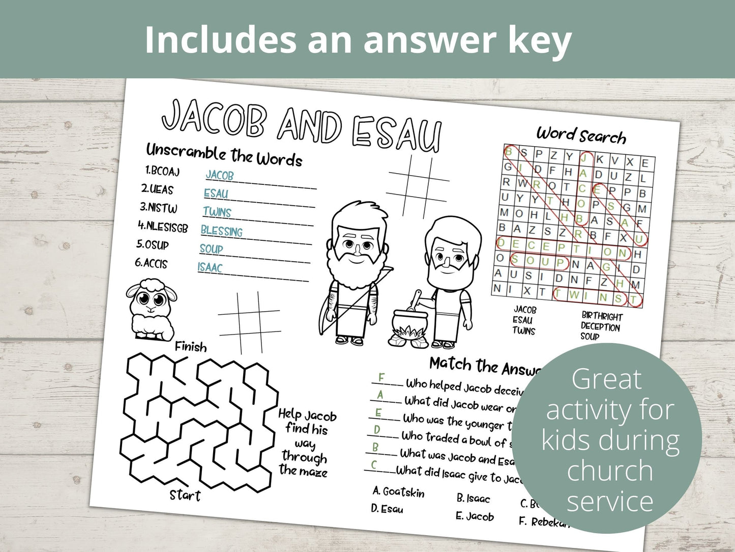 Jacob and Esau Printable Activity Page