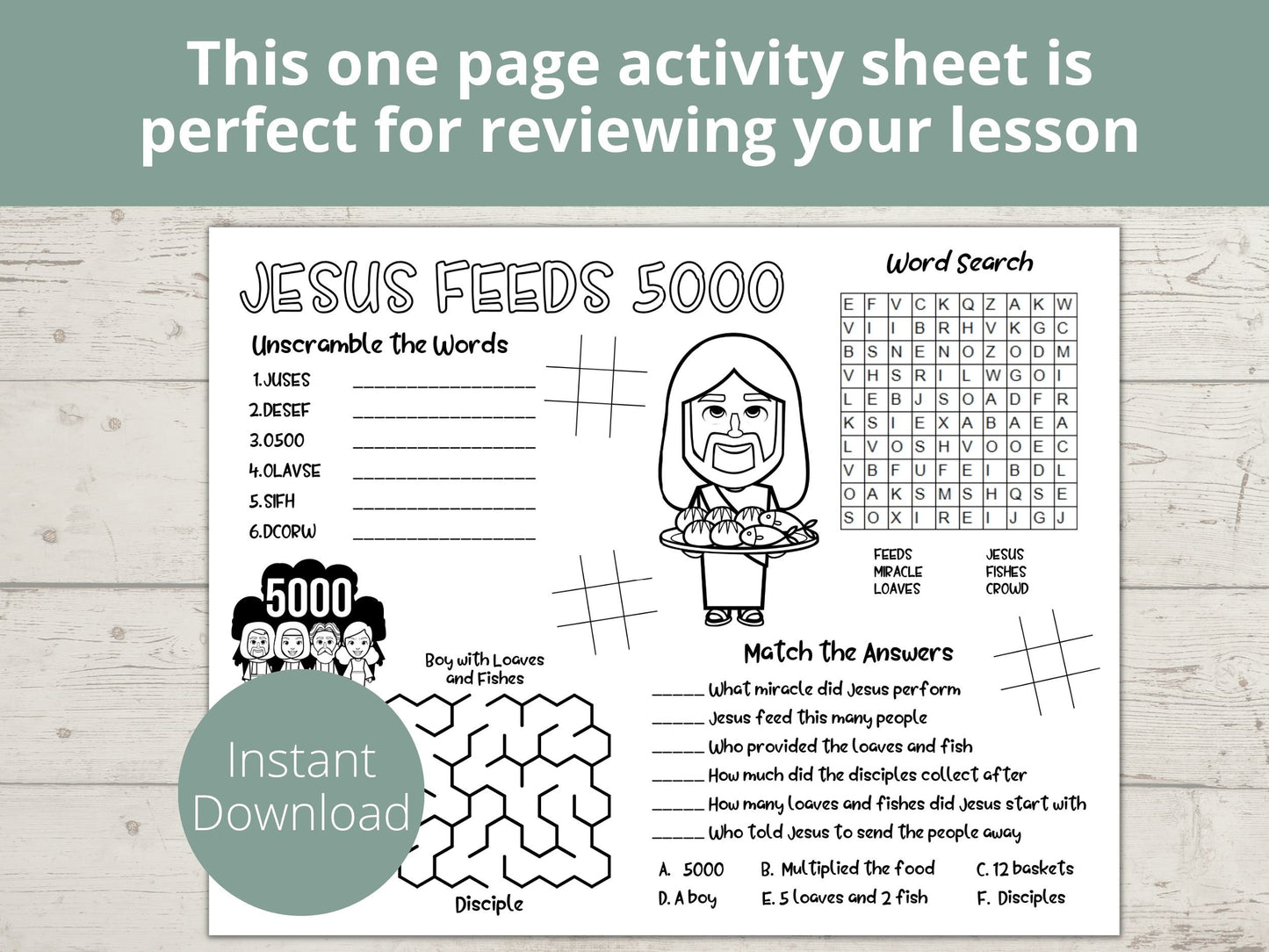 Jesus Feeds 5000 Printable Activity Page