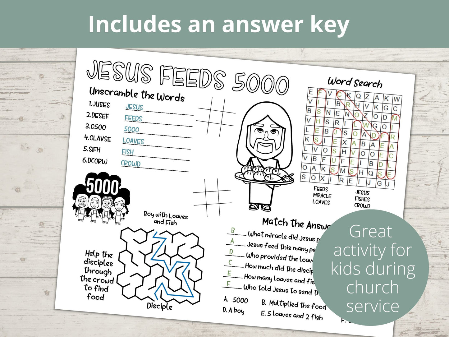 Jesus Feeds 5000 Printable Activity Page