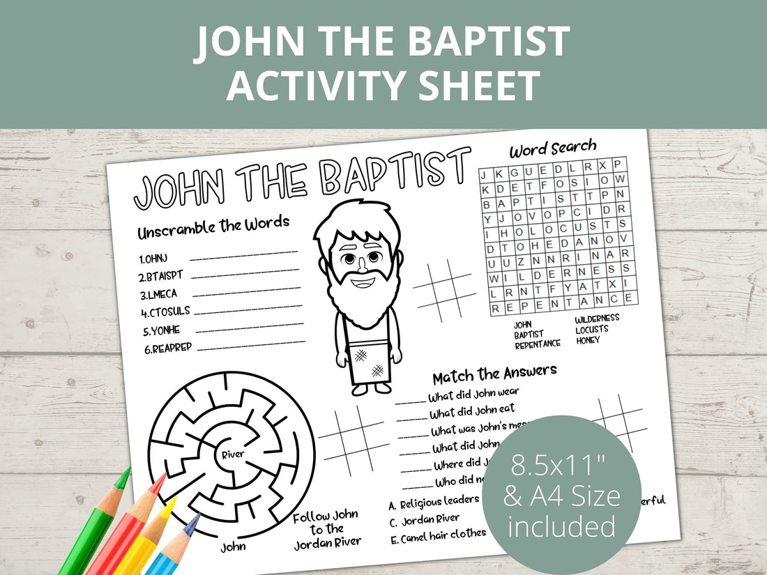 John the Baptist Printable Activity Page – Stored Up Treasure
