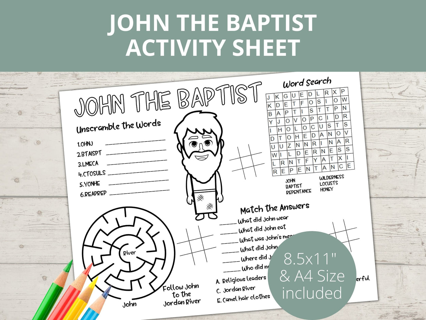 John the Baptist Printable Activity Page