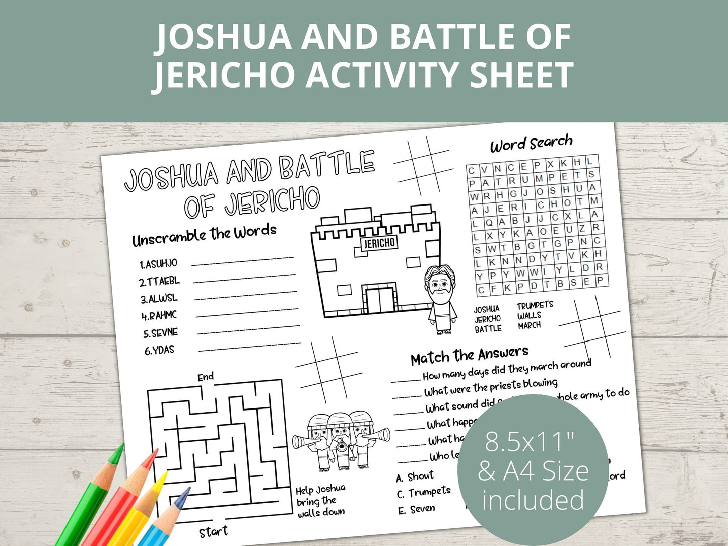 Joshua and Battle of Jericho Printable Activity Page