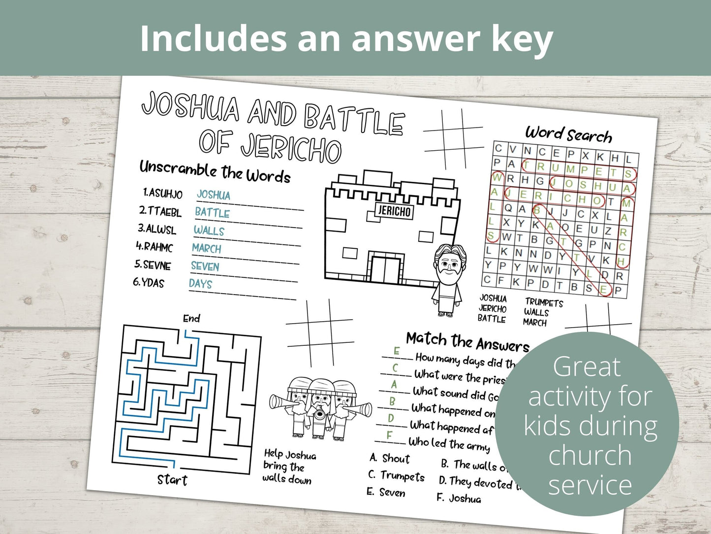 Joshua and Battle of Jericho Printable Activity Page