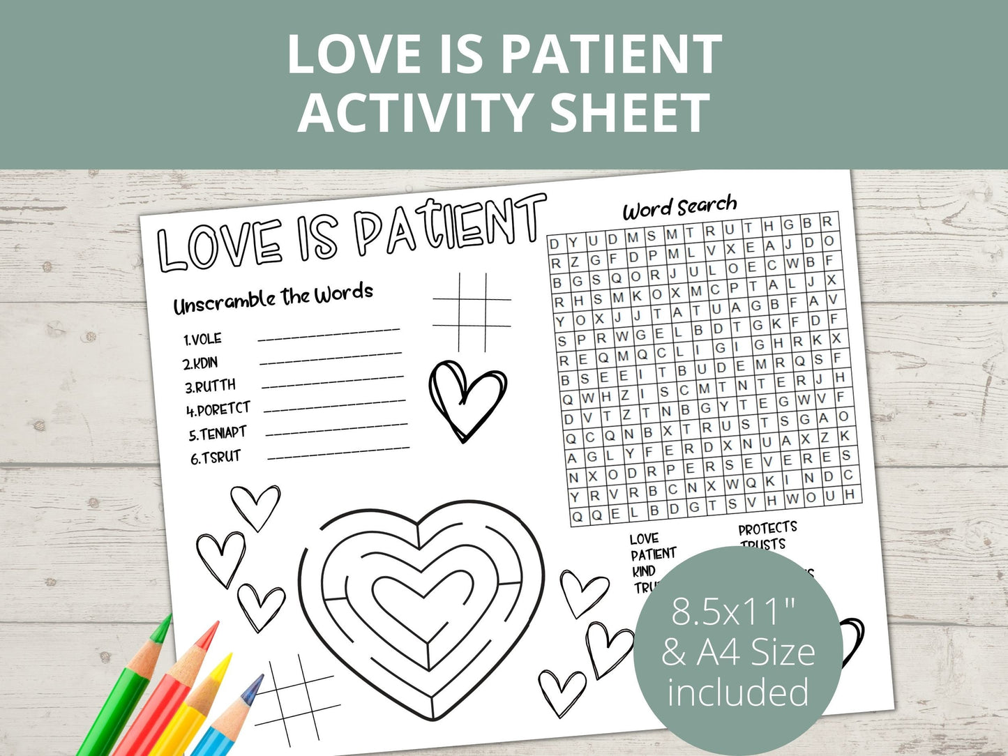 Love is Patient Love is Kind Printable Activity Page